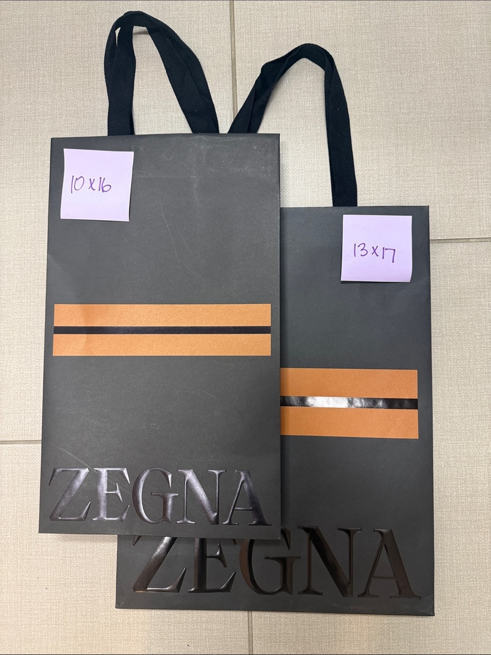 ZEGNA Black and Copper Accent Gift Bags - Set of 2